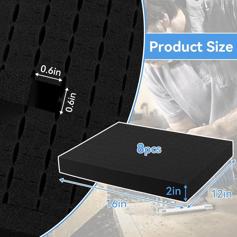 Aolabela Part Foam Insert - Polyurethane Pluck Pre Cube Sheet Foam with Bottom Use for Boxes Cases Padding Camera, Tool Box，Board Game Box (8pcs, 16x12x2 in) - Image 2